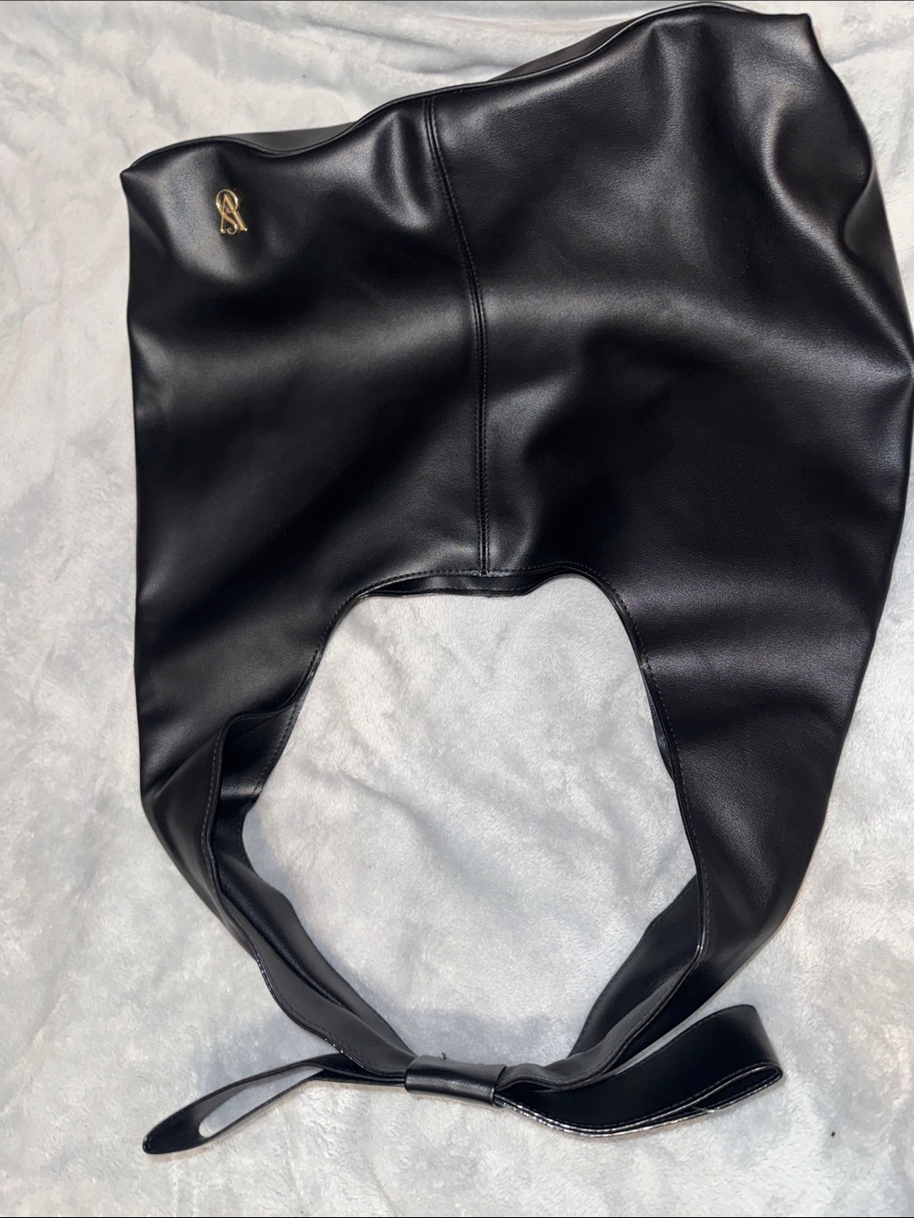 Victoria's Secret Black Faux Leather Knot-Handle Shoulder Bag